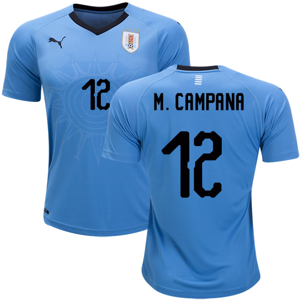 Uruguay #12 M.Campana Home Soccer Country Jersey - Click Image to Close